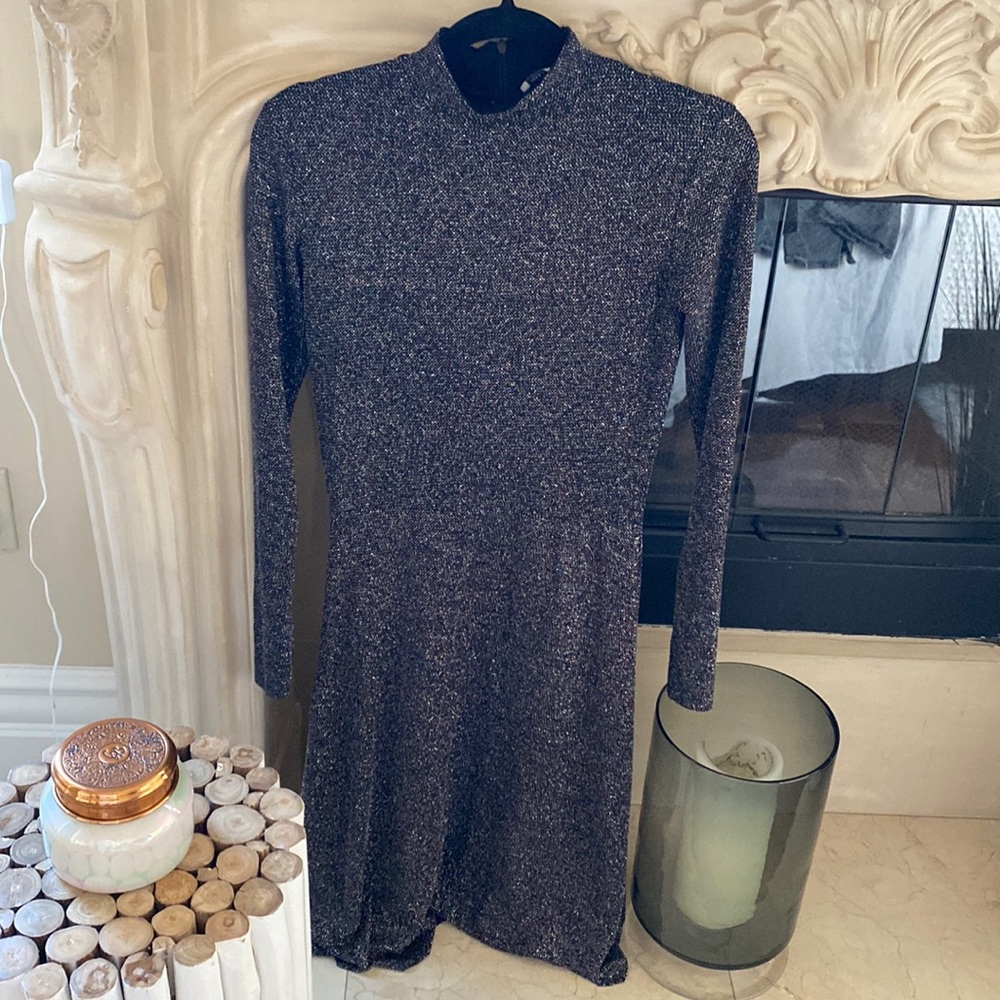 Zara midi dress in grey shimmer